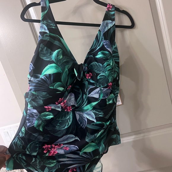 Kona Sol Black Multicolored Tropical One Piece Swimsuit - NWT - Plus Size 20 - Picture 4 of 7